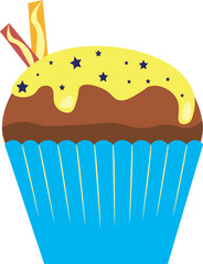 Appetizing cupcake isolated on a white background. Vector illustration.