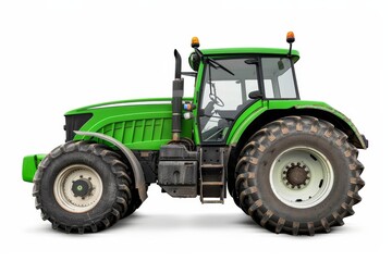 Obraz premium Green tractor on white background