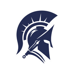 Spartan helmet silhouette Clip art isolated vector illustration on a white background