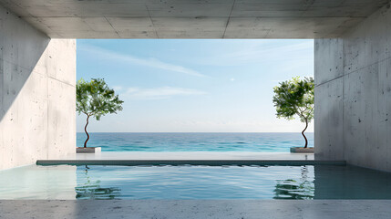 Luxury infinity pool overlooking tranquil ocean landscape