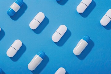 Blue and White Capsules on Gradient Background