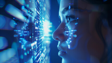 a person looking at a digitized and virutal version of self