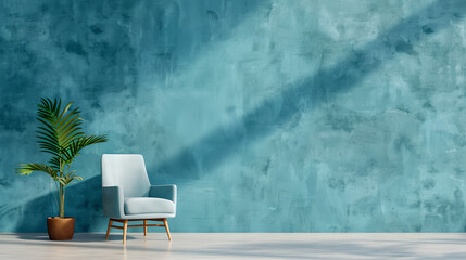 Modern armchair against turquoise textured wall