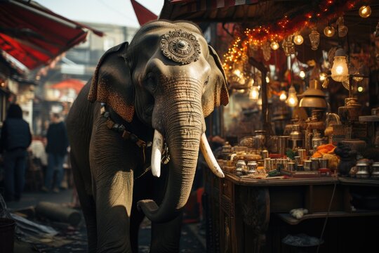 Nostalgic art the vintage elegance of an elephant portrayed with classic techniq, generative IA