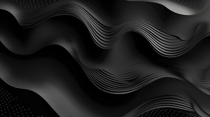 Abstract Black 3D Wavy Shapes Background Design