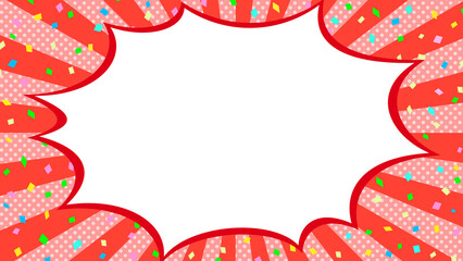 イベントフレーム　素材　枠　飾り枠　吹き出し　囲み　サンバースト　集中線　衝撃　びっくり　派手　豪華　ポップ　おしゃれ　キラキラ　見出し　タイトル　表紙　キャンペーン　バーゲン　初売り　16:9