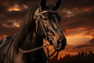 Contemporary Equus a avant garde portrait, revealing the essence of the coat an, generative IA