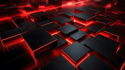 
3d rendering of red and black abstract geometric background. Scene for advertising, technology, showcase, banner, game, sport, cosmetic, business, metaverse. Sci-Fi Illustration. Product display