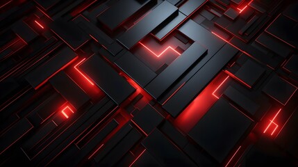 
3d rendering of red and black abstract geometric background. Scene for advertising, technology, showcase, banner, game, sport, cosmetic, business, metaverse. Sci-Fi Illustration. Product display