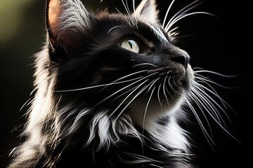 Elegant cat an timeless black and white portrait, generative IA