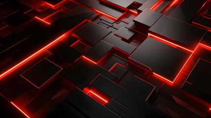 
3d rendering of red and black abstract geometric background. Scene for advertising, technology, showcase, banner, game, sport, cosmetic, business, metaverse. Sci-Fi Illustration. Product display