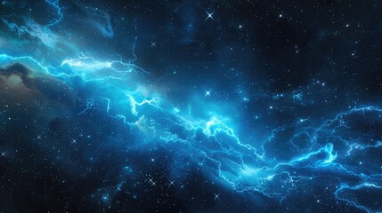 Fototapeta premium Abstract Blue Energy Wave in Deep Space - Cosmic Light Flow for Digital Art, Background, and Design