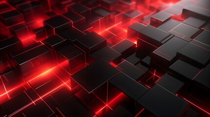 
3d rendering of red and black abstract geometric background. Scene for advertising, technology, showcase, banner, game, sport, cosmetic, business, metaverse. Sci-Fi Illustration. Product display
