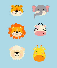 Set of cute animal vectors.
