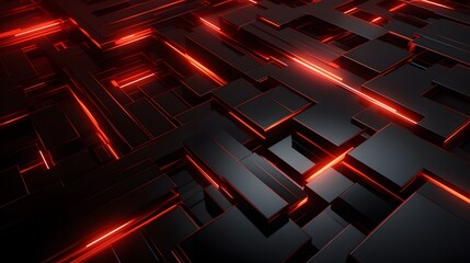 
3d rendering of red and black abstract geometric background. Scene for advertising, technology, showcase, banner, game, sport, cosmetic, business, metaverse. Sci-Fi Illustration. Product display