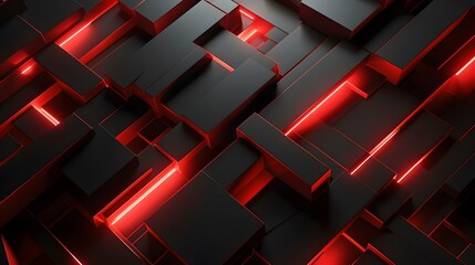 
3d rendering of red and black abstract geometric background. Scene for advertising, technology, showcase, banner, game, sport, cosmetic, business, metaverse. Sci-Fi Illustration. Product display