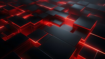 
3d rendering of red and black abstract geometric background. Scene for advertising, technology, showcase, banner, game, sport, cosmetic, business, metaverse. Sci-Fi Illustration. Product display