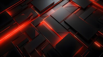
3d rendering of red and black abstract geometric background. Scene for advertising, technology, showcase, banner, game, sport, cosmetic, business, metaverse. Sci-Fi Illustration. Product display