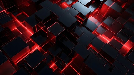 
3d rendering of red and black abstract geometric background. Scene for advertising, technology, showcase, banner, game, sport, cosmetic, business, metaverse. Sci-Fi Illustration. Product display