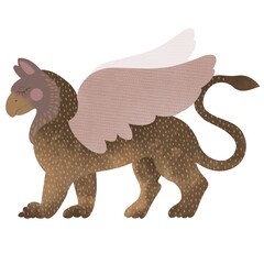 watercolor griffin on a white background. textured griffin made in watercolor