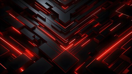 
3d rendering of red and black abstract geometric background. Scene for advertising, technology, showcase, banner, game, sport, cosmetic, business, metaverse. Sci-Fi Illustration. Product display