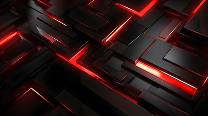 
3d rendering of red and black abstract geometric background. Scene for advertising, technology, showcase, banner, game, sport, cosmetic, business, metaverse. Sci-Fi Illustration. Product display