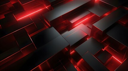 
3d rendering of red and black abstract geometric background. Scene for advertising, technology, showcase, banner, game, sport, cosmetic, business, metaverse. Sci-Fi Illustration. Product display