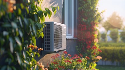 the weathered look of an old air conditioner surrounded by climbing ivy