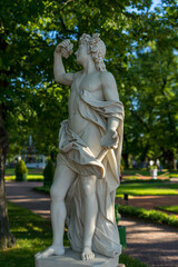 Statue of the Greek god Bacchus in the Summer Garden, St. Petersburg, Russia