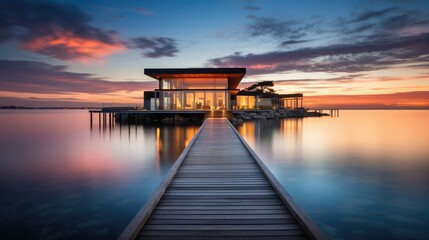 Fototapeta premium an elegant modern house on the water