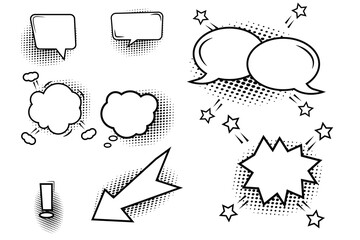 vector set bubble chat anime cartoon design