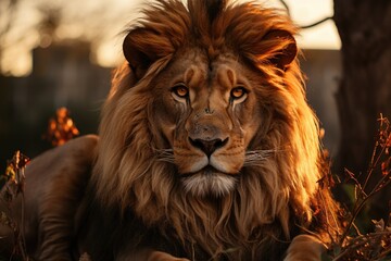 Fototapeta premium Minimalist lion vintage elegance in gentle and aged tones, generative IA