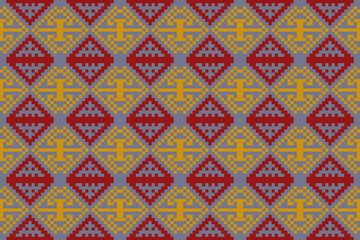 Pixel art vector Fabric Morocco, geometric ethnic pattern seamless,Pixel pattern art wallpaper Background, Design for fabric, curtain, carpet ,geometry seamless pattern art illustration