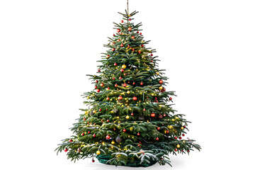 Fototapeta premium decorated christmas tree with balls isolated on white background