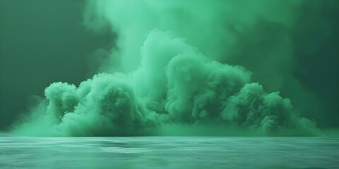 4k virtual animation with looping overlay of toxic green smoke on dark ground. Concept Virtual Animation, 4K Quality, Looping Overlay, Toxic Green Smoke, Dark Ground