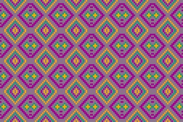 Pixel art vector Fabric Morocco, geometric ethnic pattern seamless,Pixel pattern art wallpaper Background, Design for fabric, curtain, carpet ,geometry seamless pattern art illustration