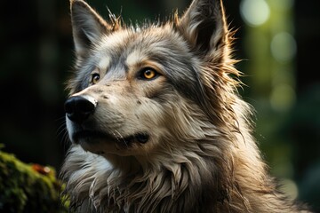 Fototapeta premium Wild portrait the wolf's life revealed in realistic and expressive details., generative IA