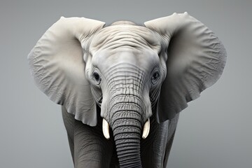 Fototapeta premium Minimalist silhouette the gray majesty of an elephant on the scene, generative IA