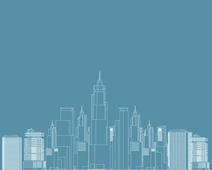 Modern Metropolis Cityscape with Skyscrapers: An Illustrated Background