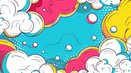 A pop art style with comic bubbles, dots. Comic art illustration background