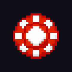 Gaming chips 8-bit icon, gaming chips pixel item for game interface, gaming chips game element resource.