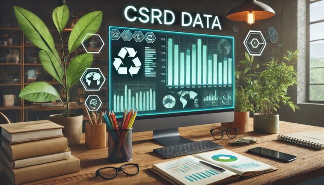 CSRD Data Visualization on Desktop Screen