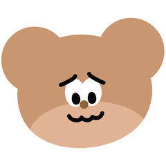Sad teddy bear for cartoon, character, comic, mascot, cute patches, plush toy, doll, brooch, animal, shirt print, zoo, kid, toddler, baby, children, logo, icon, post card, emotion, expression, ads