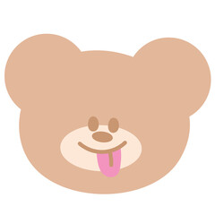 Teddy bear, tongue out for cartoon, character, comic, mascot, cute patches, plush toy, doll, brooch, animal, shirt print, zoo, kid, toddler, baby, children, logo, icon, card, emotion, yummy expression