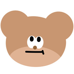 Eye rolling teddy bear for cartoon, character, comic, mascot, cute patches, plush toy, doll, brooch, animal, shirt print, zoo, kid, toddler, baby, children, logo, icon, post card, emotion, expression