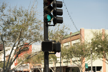 Green traffic light on Main Street USA, horizontal