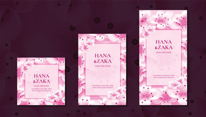 Wedding invitation cards sakura cherry blossom collection design template1