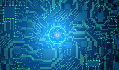 Semiconductor board circuit illustration 반도체 회로기판 일러스트  (9) atomic nucleus symbol