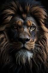 Fototapeta premium Leo in detail a realistic odyssey in the glory of art, hair the hair, muscle to , generative IA