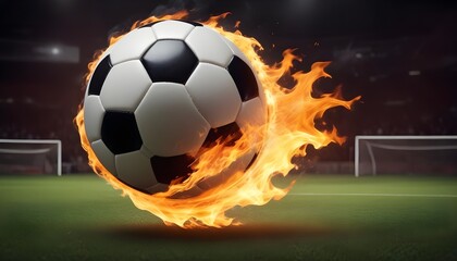 Fototapeta premium burning soccer ball in football ground